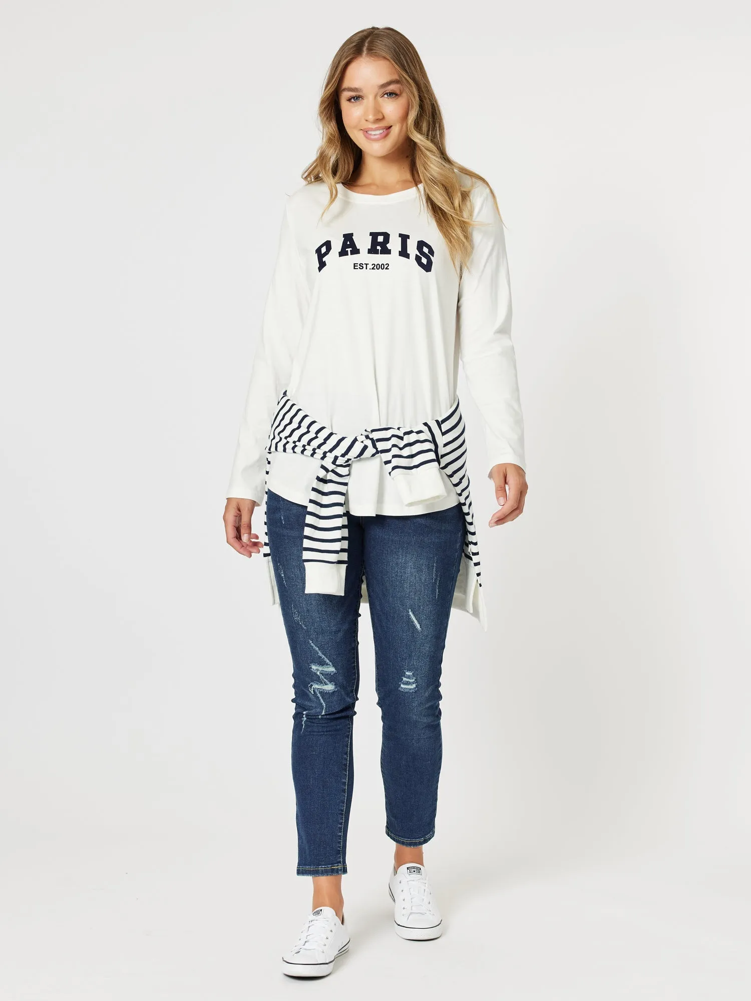 Paris Long Sleeve Tee - White sold by RC & Co product image thumbnail 5