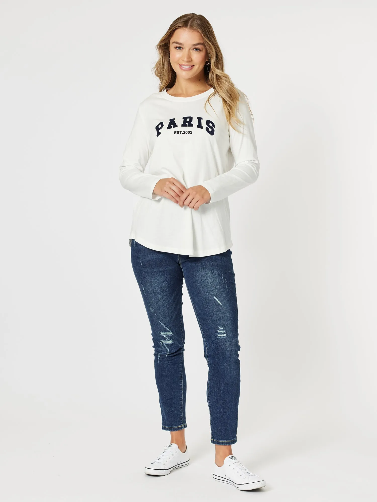 Paris Long Sleeve Tee - White sold by RC & Co product image thumbnail 2