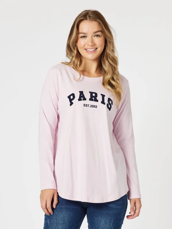 Paris Long Sleeve Tee - Pink sold by RC & Co
