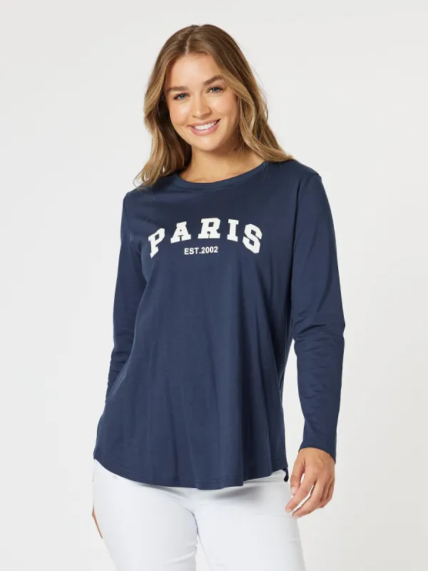 Paris Long Sleeve Tee - Navy sold by RC & Co