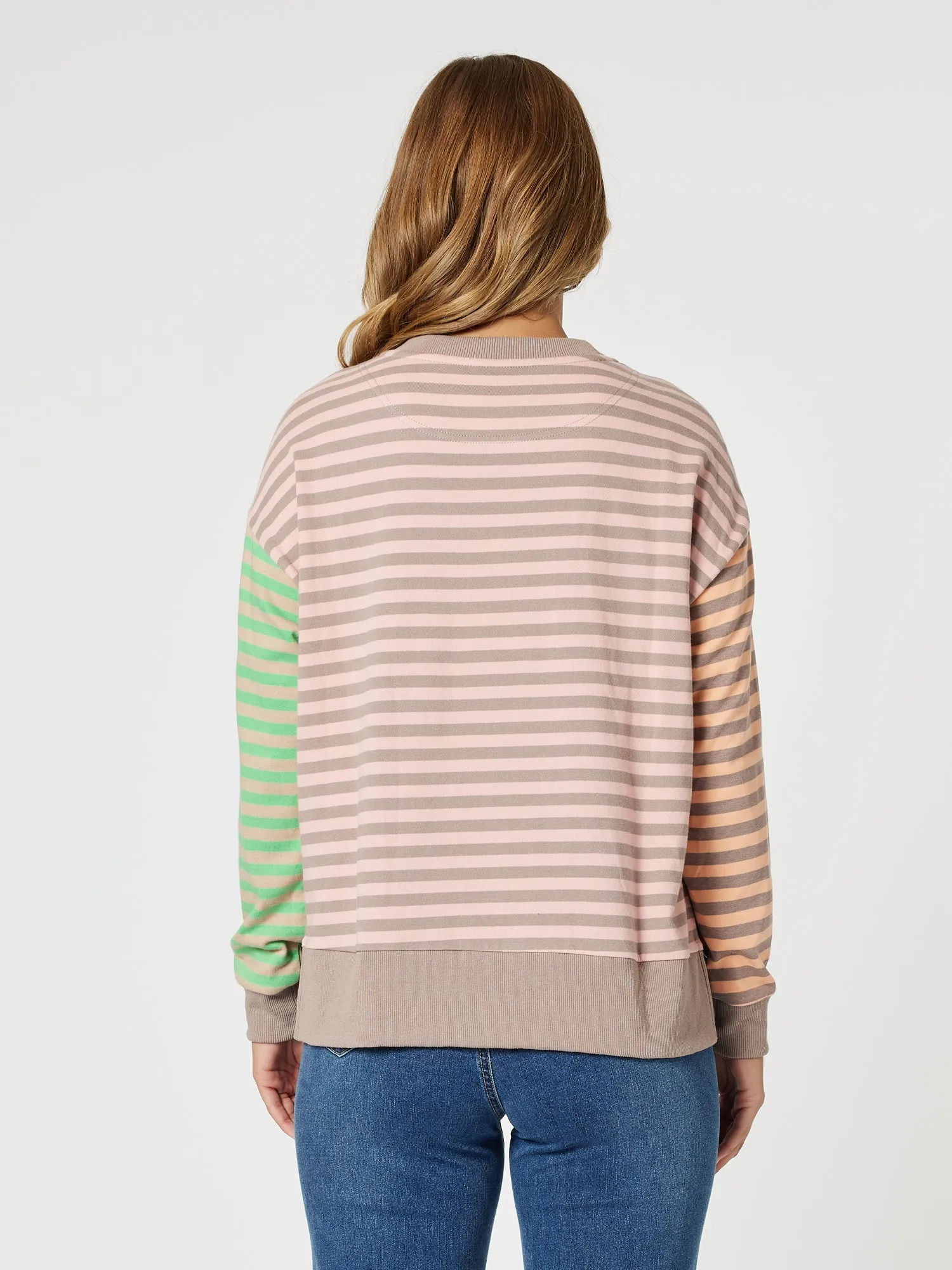 Maxwell Stripe Print Sweatshirt - Coral Multi sold by RC & Co product image thumbnail 4