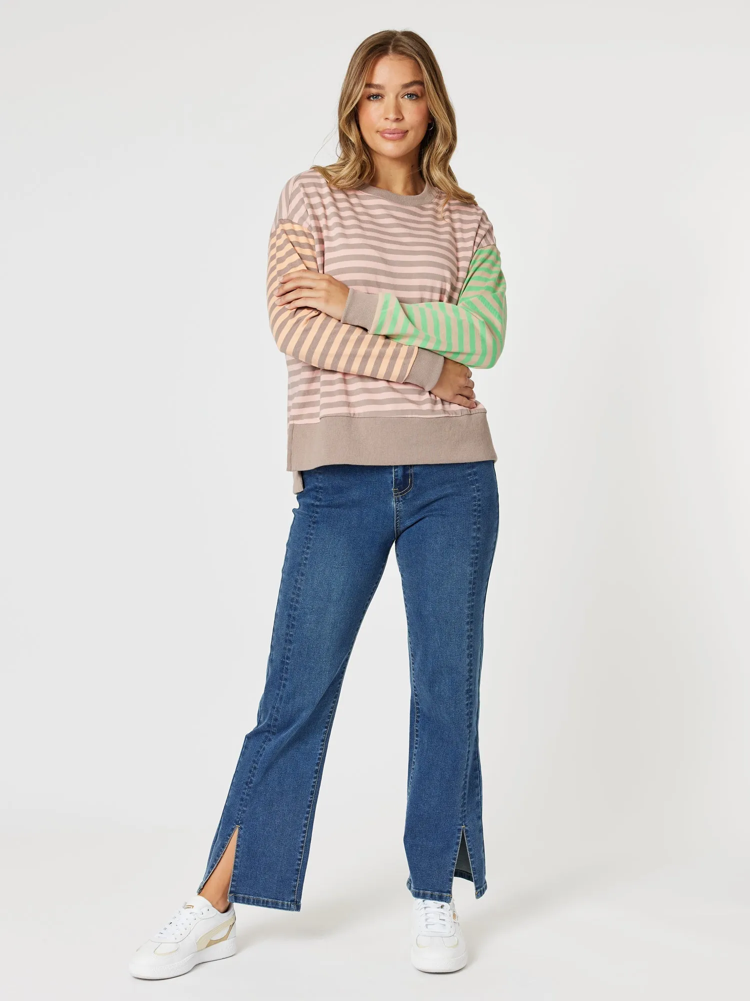 Maxwell Stripe Print Sweatshirt - Coral Multi sold by RC & Co product image thumbnail 2