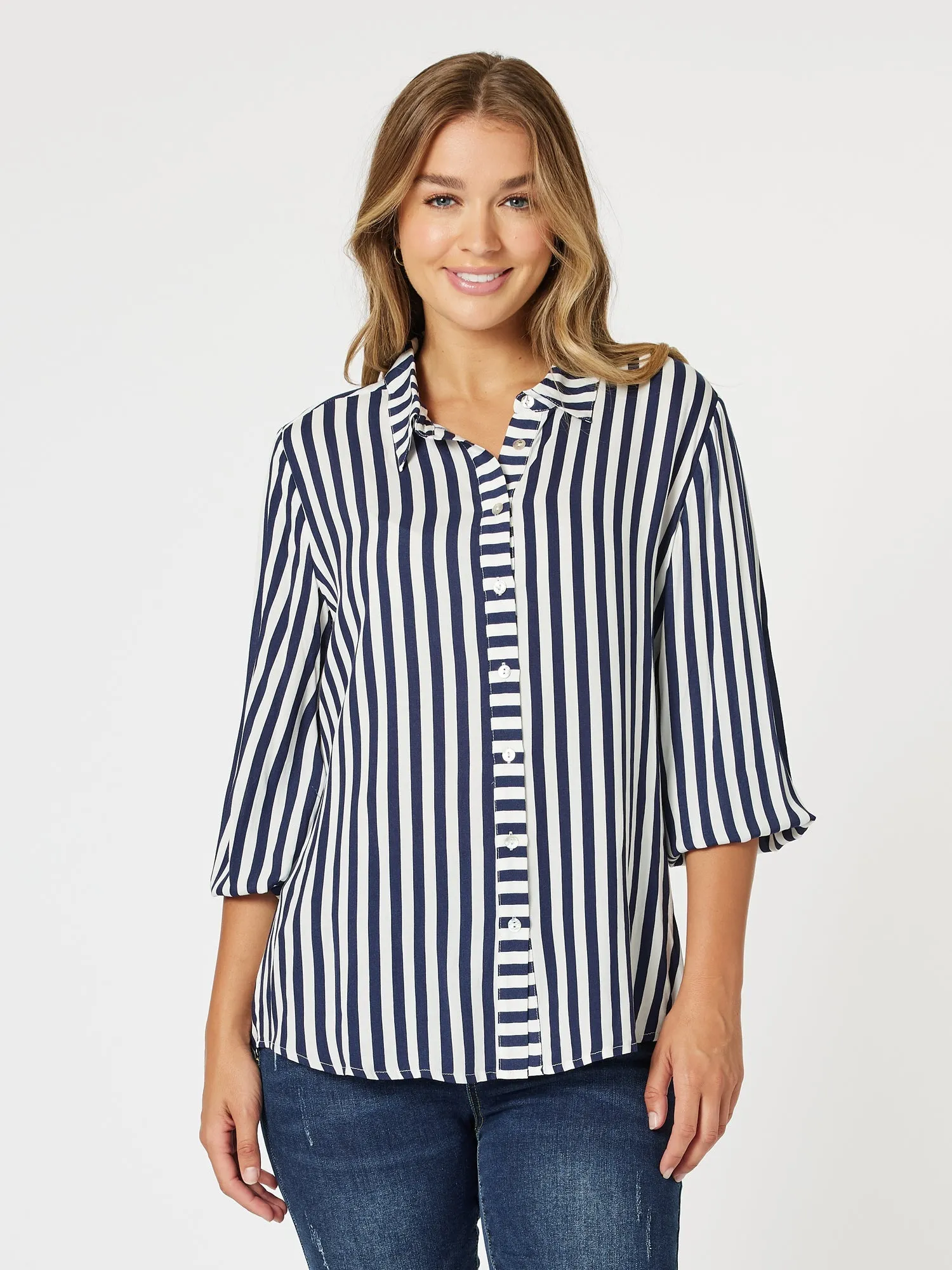 Soho Stripe Print Shirt - Navy/White sold by RC & Co product image thumbnail 3