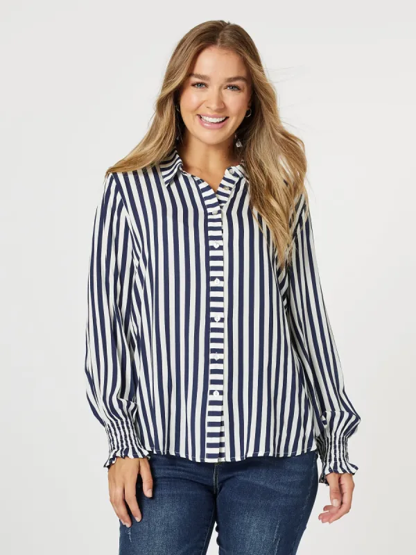 Soho Stripe Print Shirt - Navy/White sold by RC & Co