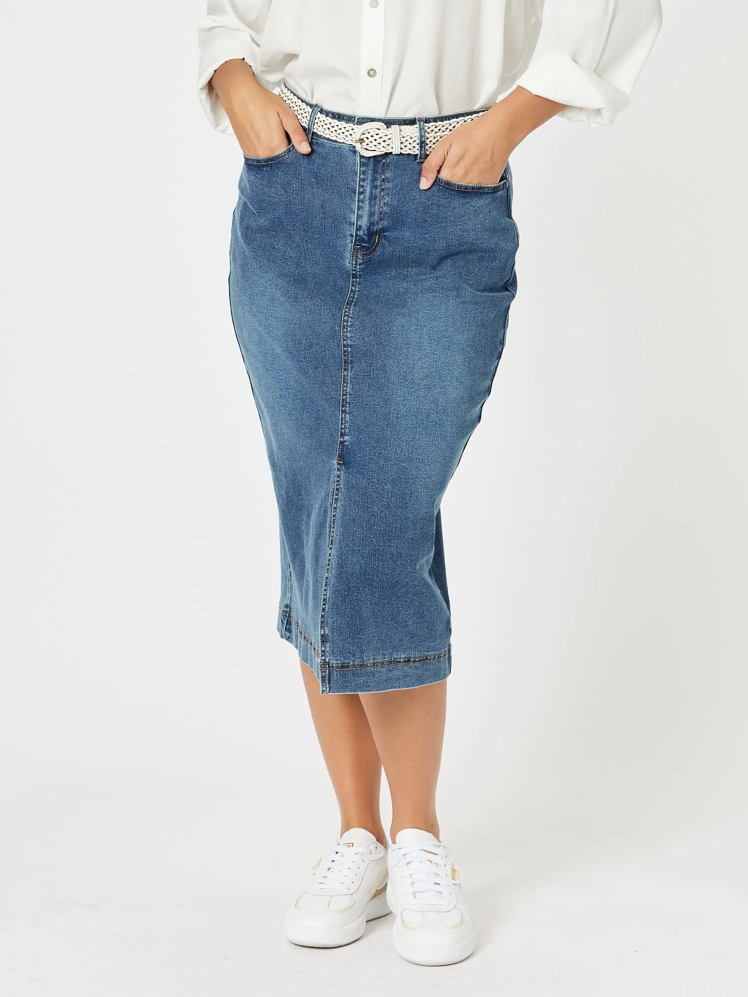 Republic Split Skirt - Denim sold by RC & Co