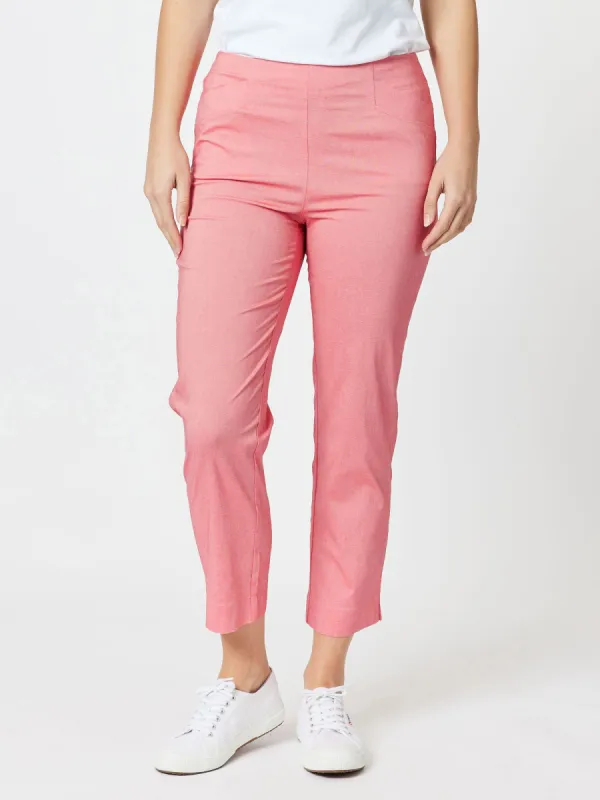 Stretch Marled Bengaline Cropped Pant - Melon sold by RC & Co