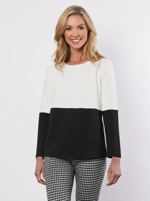 Ribbed Colour Block Top - Black sold by RC & Co