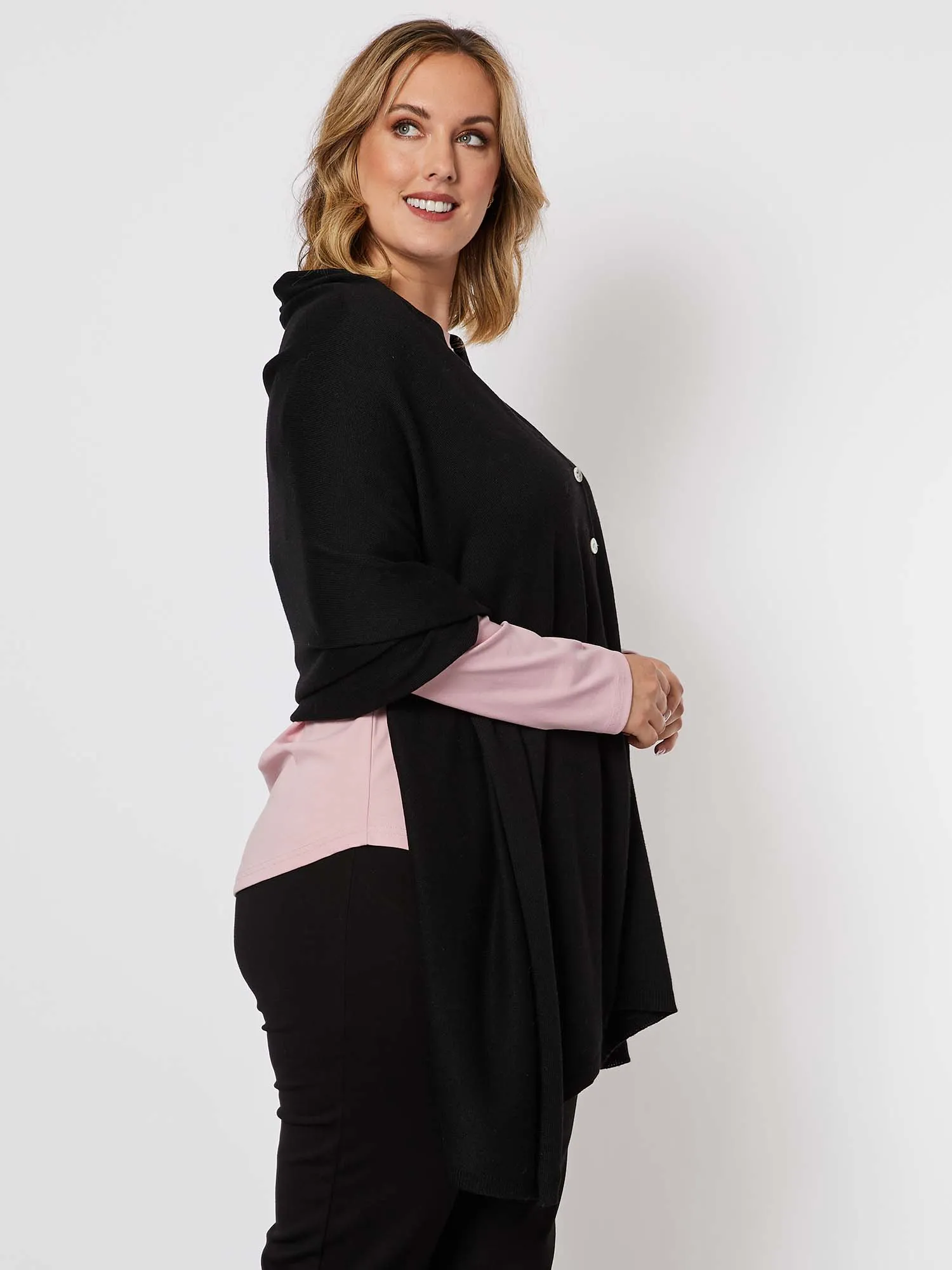 Cashmere Blend Button Wrap - Black sold by RC & Co product image thumbnail 4