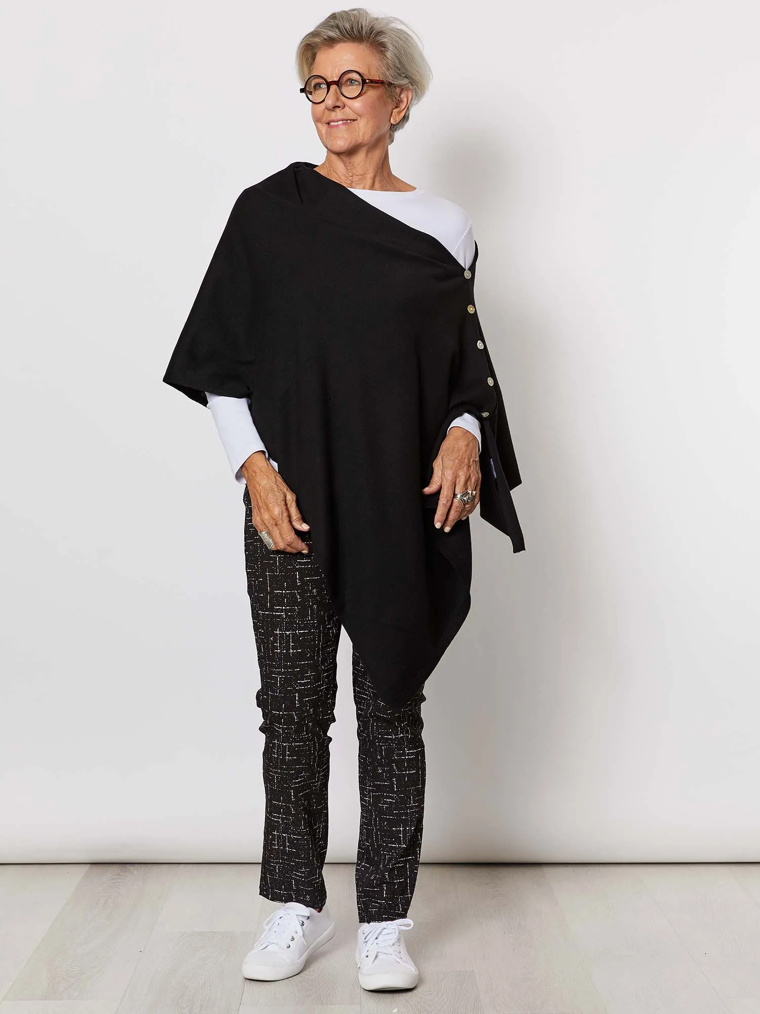 Cashmere Blend Button Wrap - Black sold by RC & Co product image thumbnail 2