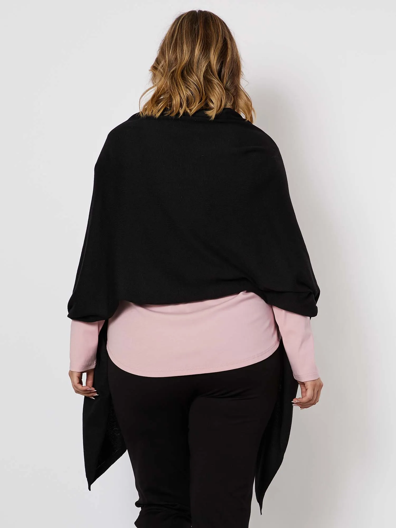 Cashmere Blend Button Wrap - Black sold by RC & Co product image thumbnail 5