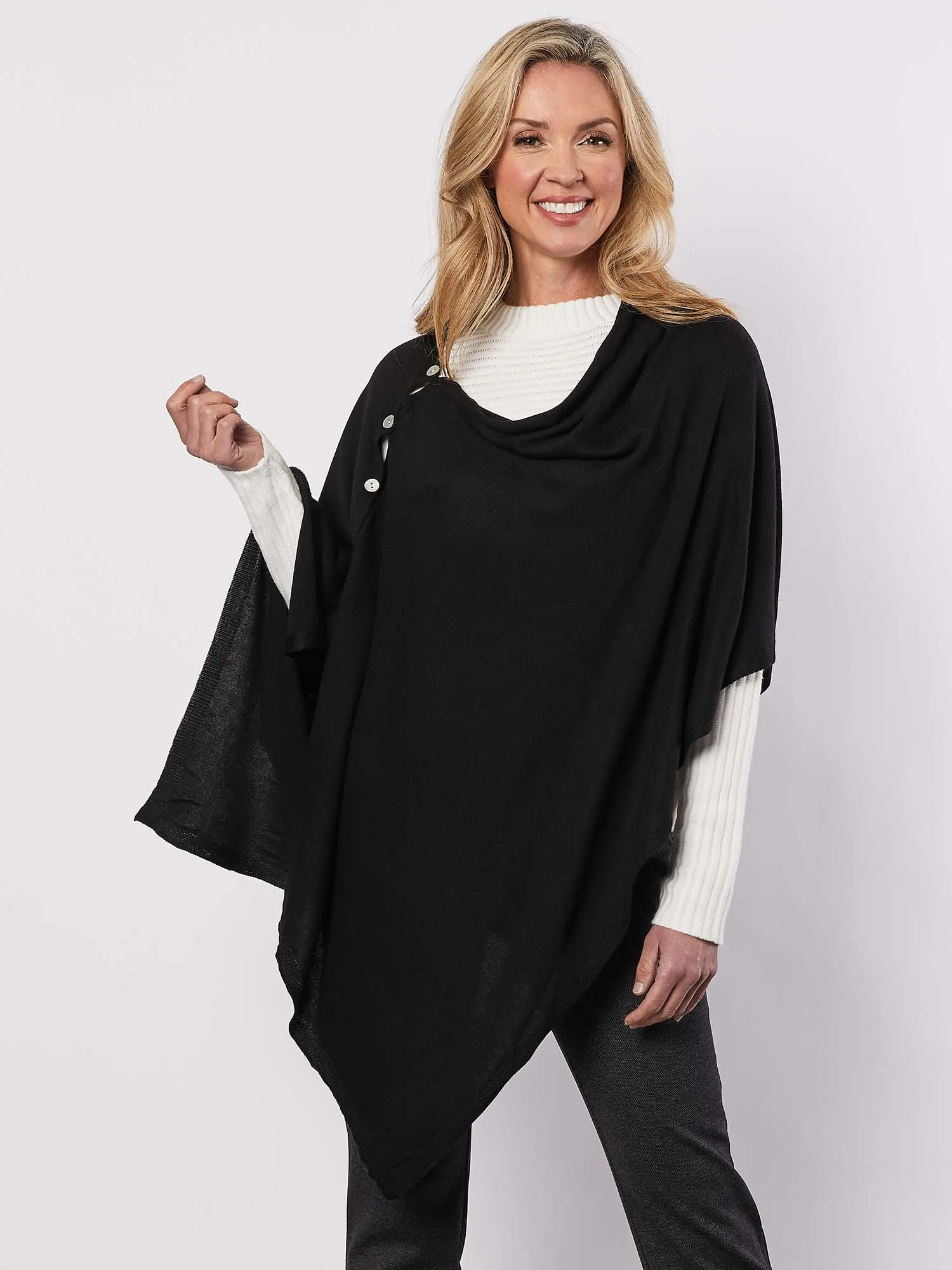 Cashmere Blend Button Wrap - Black sold by RC & Co product image thumbnail 3