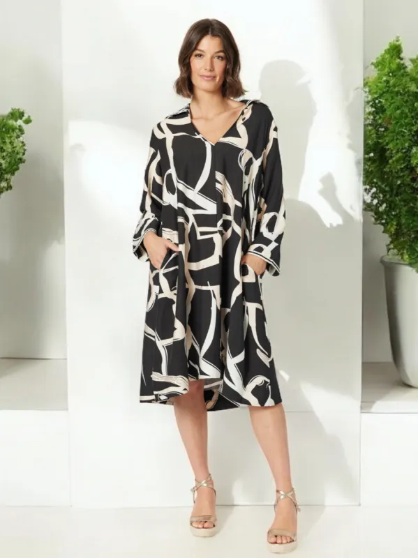 Matisse Print Dress-  Black/Natural sold by RC & Co