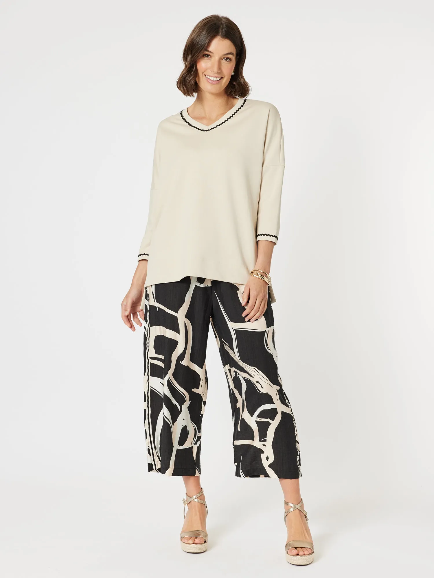 Matisse Print Wide Leg Pant - Black/Natural sold by RC & Co product image thumbnail 5