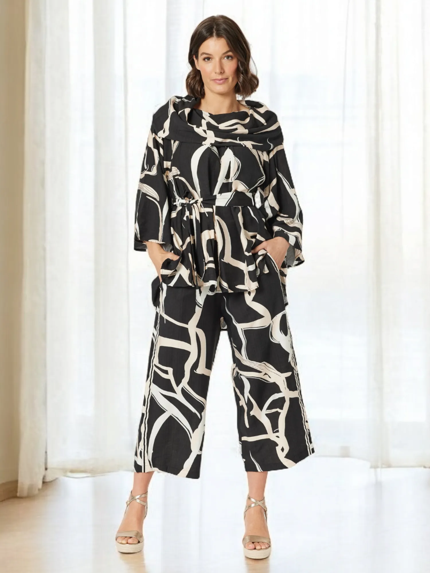 Matisse Print Wide Leg Pant - Black/Natural sold by RC & Co product image thumbnail 2