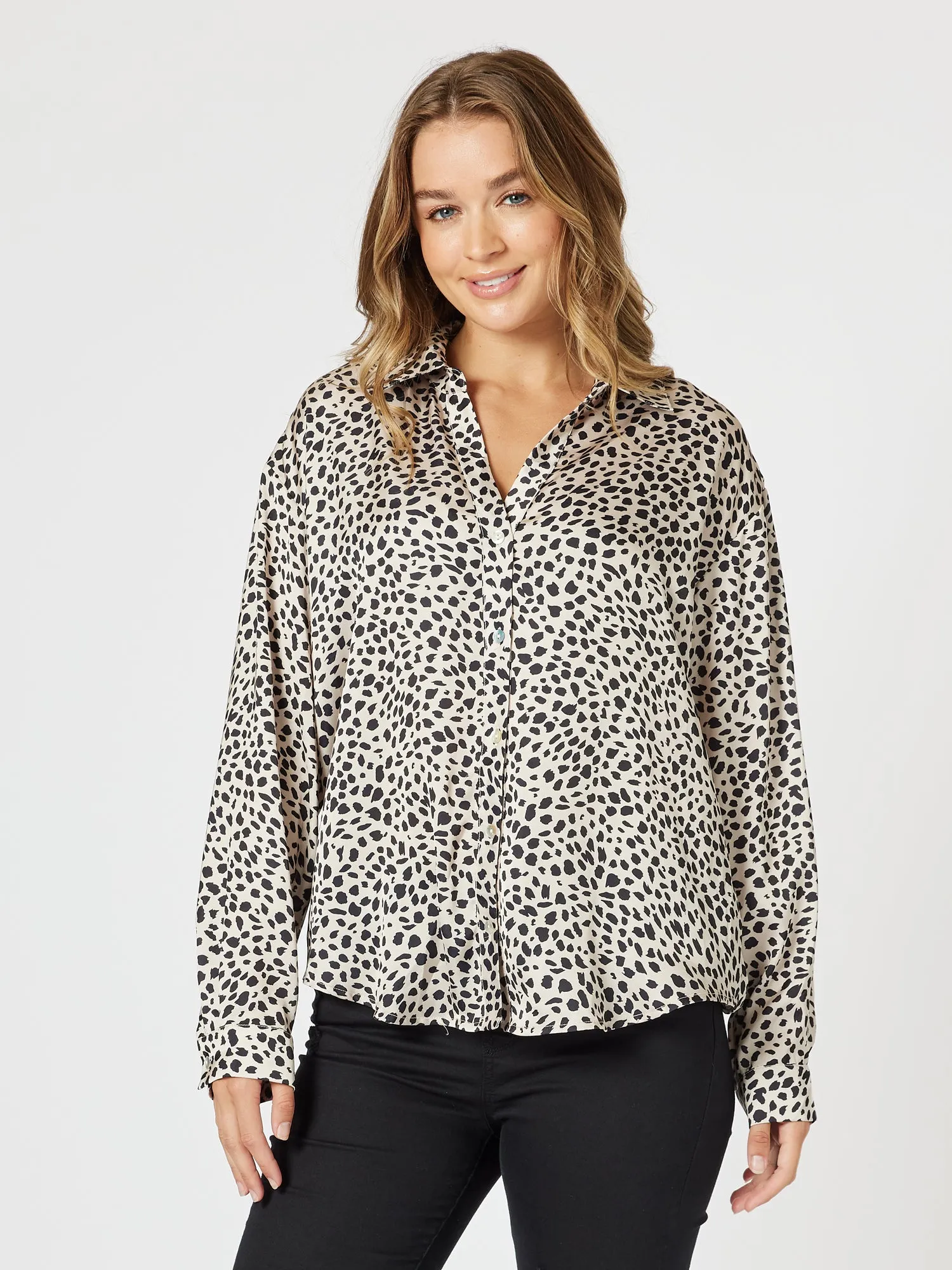 Pebble Spot Print Shirt - Natural/Black sold by RC & Co