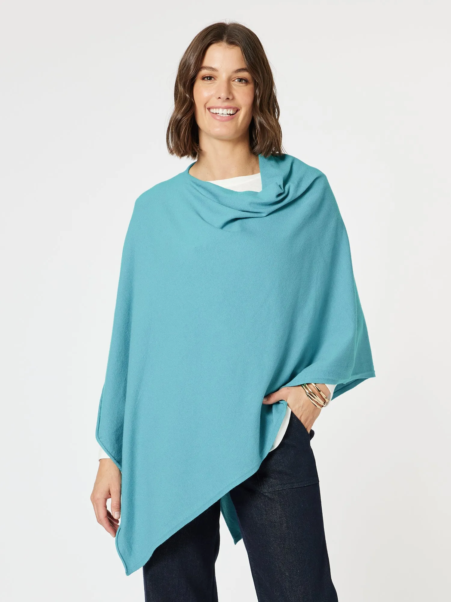 Macy Knit Poncho - Turquoise sold by RC & Co