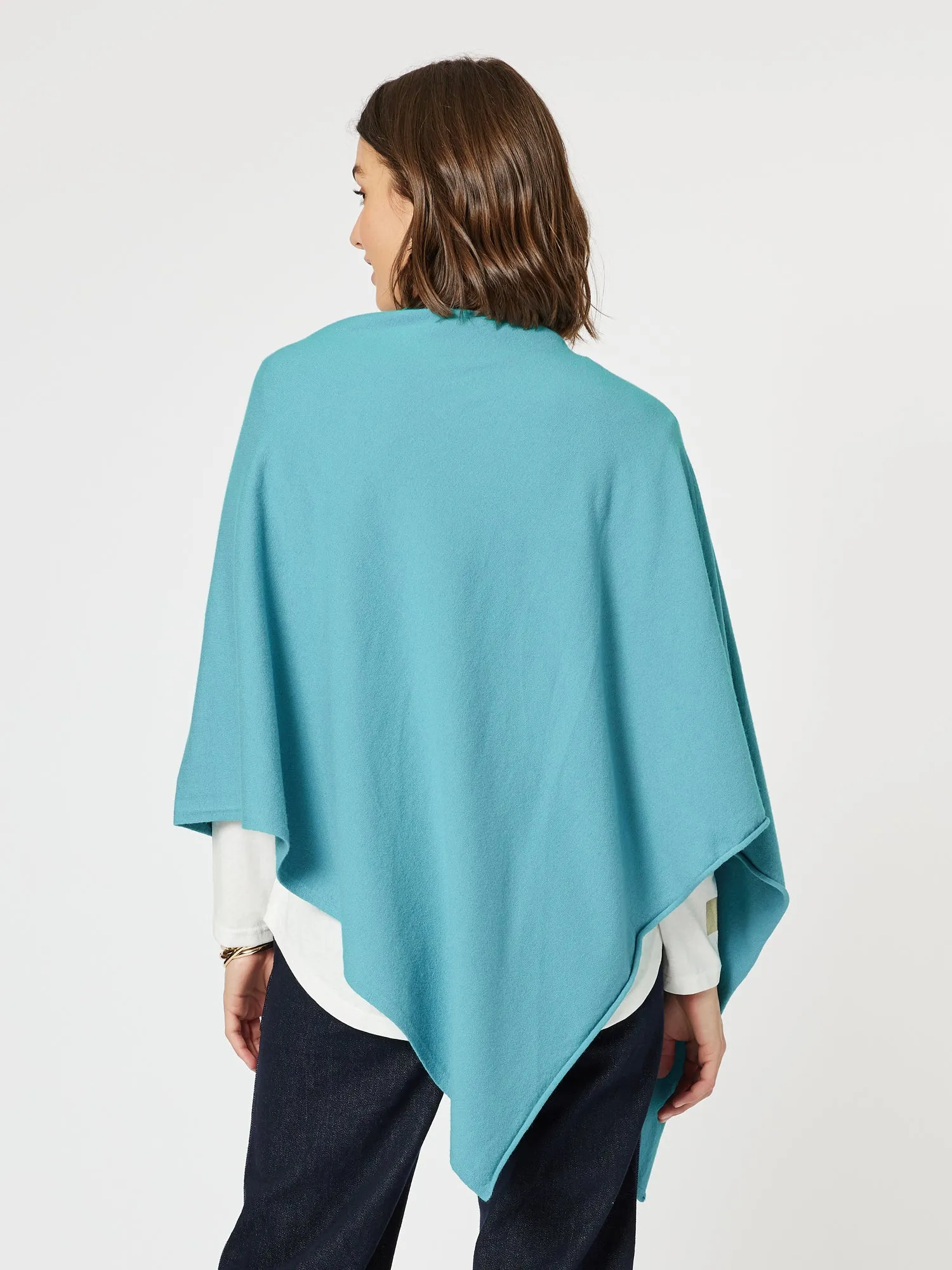 Macy Knit Poncho - Turquoise sold by RC & Co product image thumbnail 4