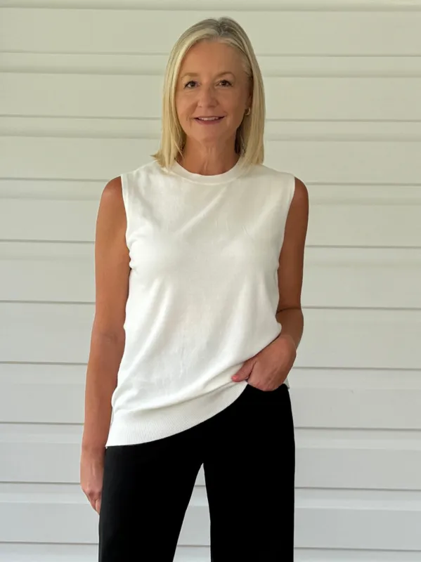 Shelly Sleeveless Knit Top - White sold by RC & Co