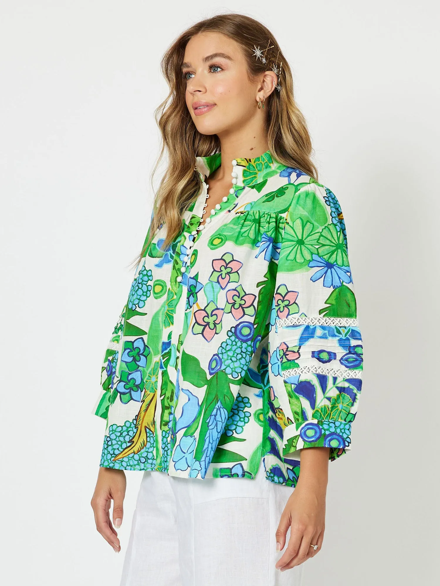 Moroccan Cotton Print Top - Green sold by RC & Co product image thumbnail 3