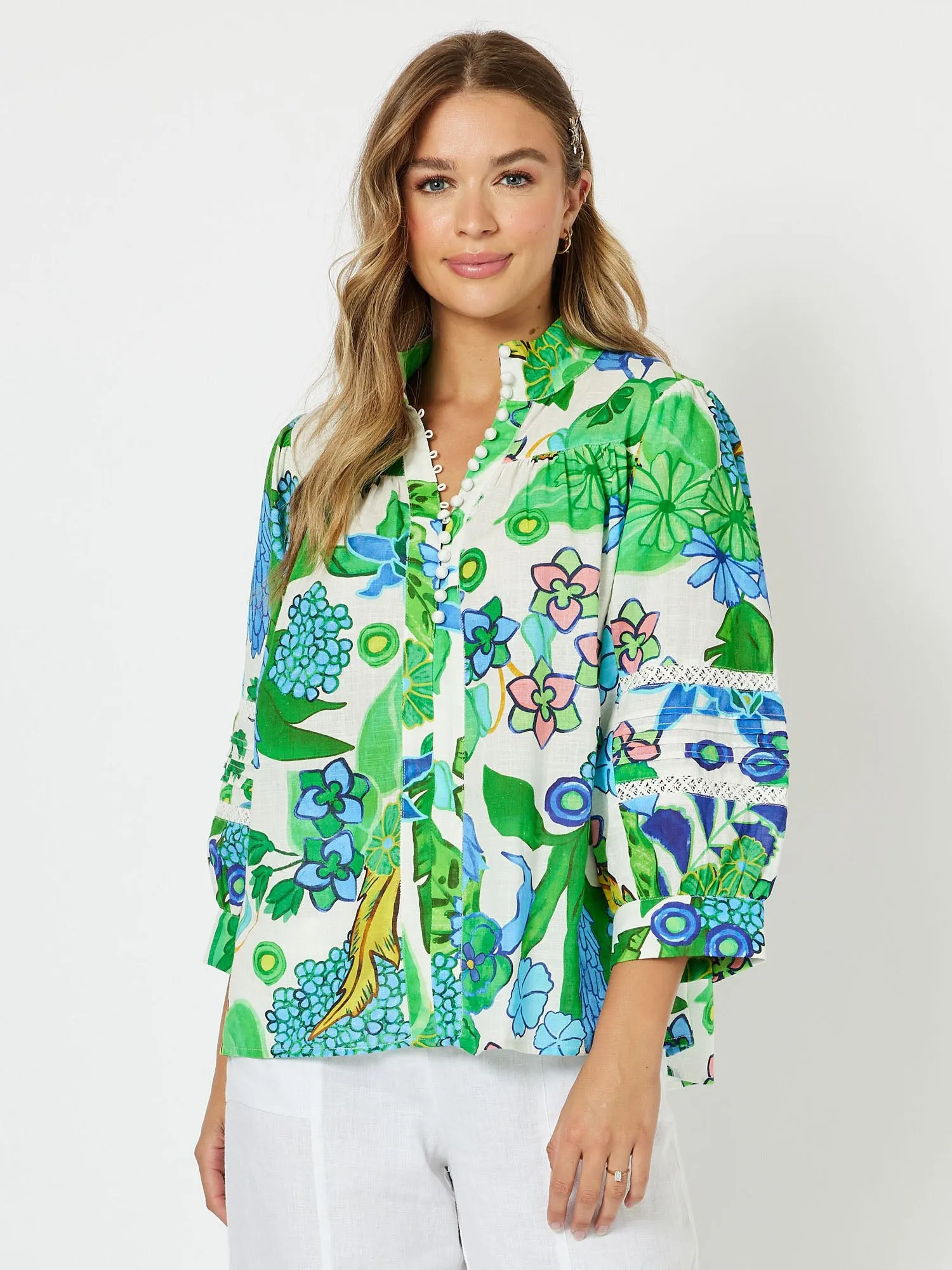 Moroccan Cotton Print Top - Green sold by RC & Co