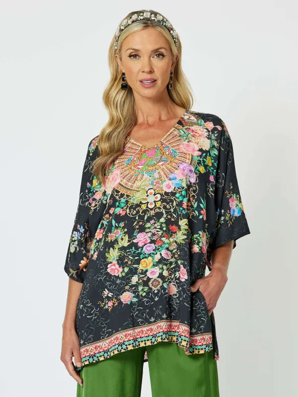 Paris Print V-Neck Top - Multi sold by RC & Co