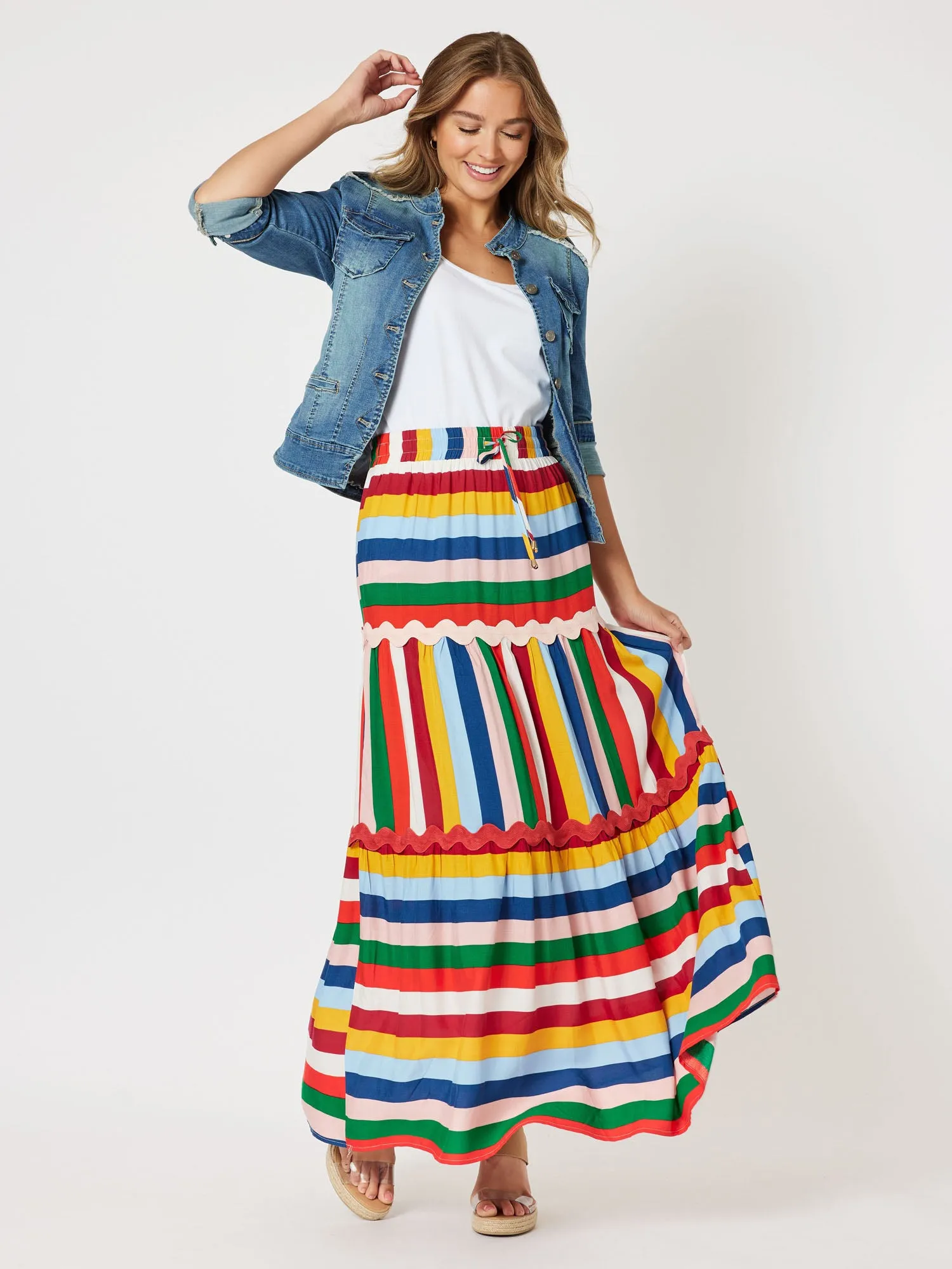 Fiesta Stripe Pull On Maxi Skirt - Multi sold by RC & Co product image thumbnail 2