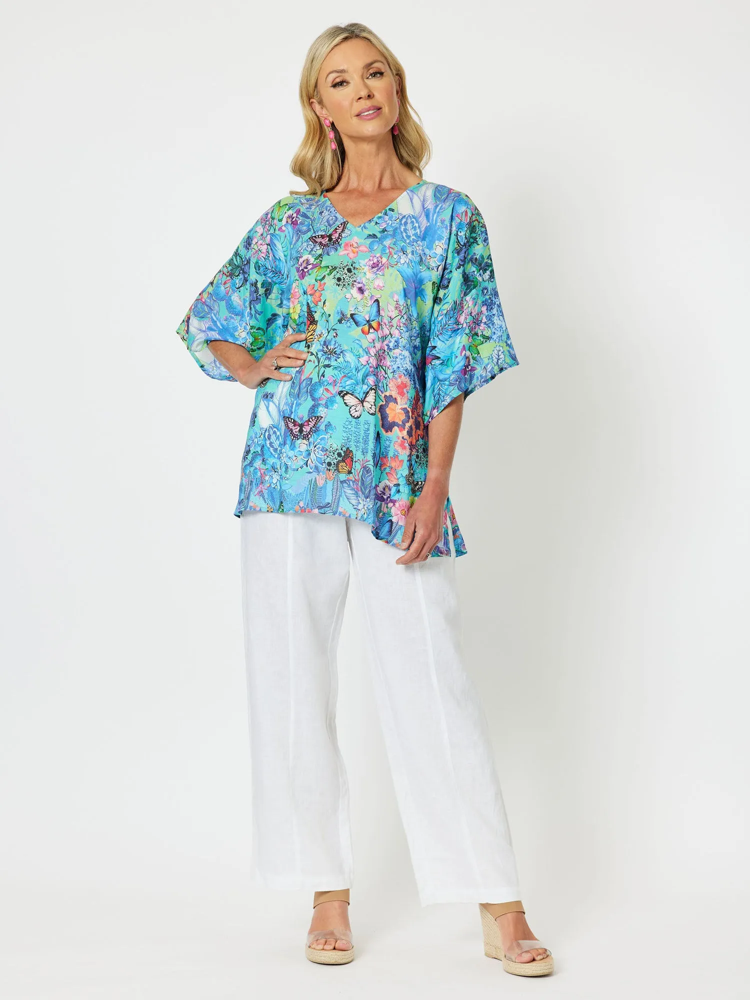 Garden Party Print V-Neck Short Sleeve Top - Multi sold by RC & Co product image thumbnail 5