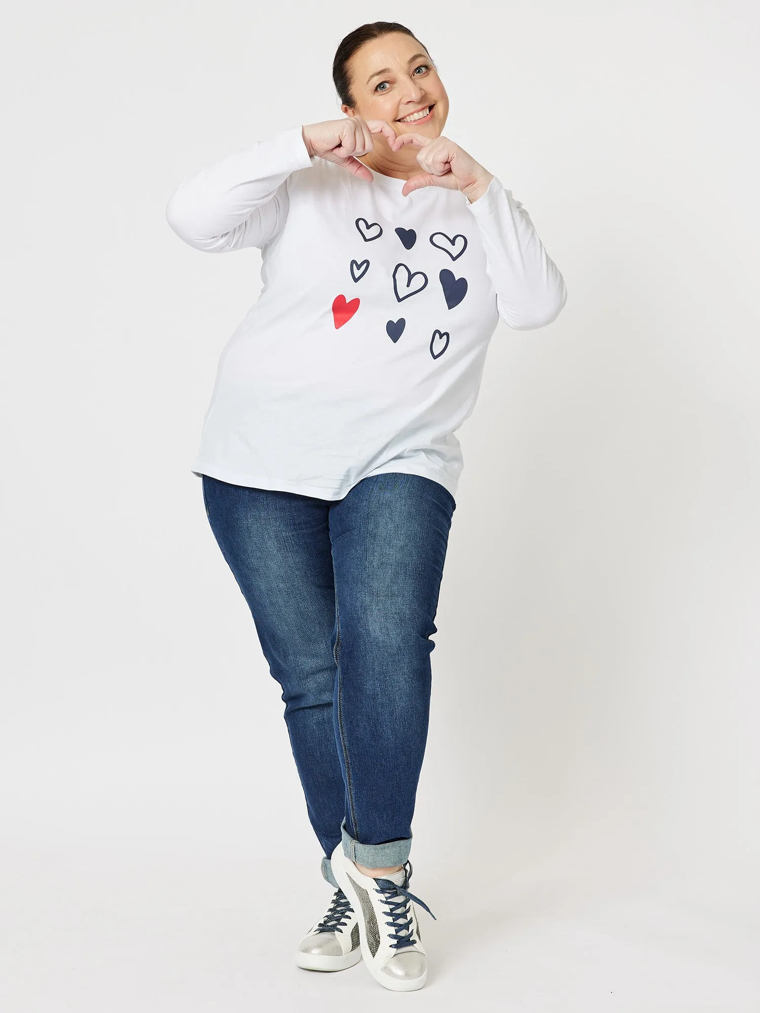 Heart Print Long Sleeve Top - White sold by RC & Co product image thumbnail 5
