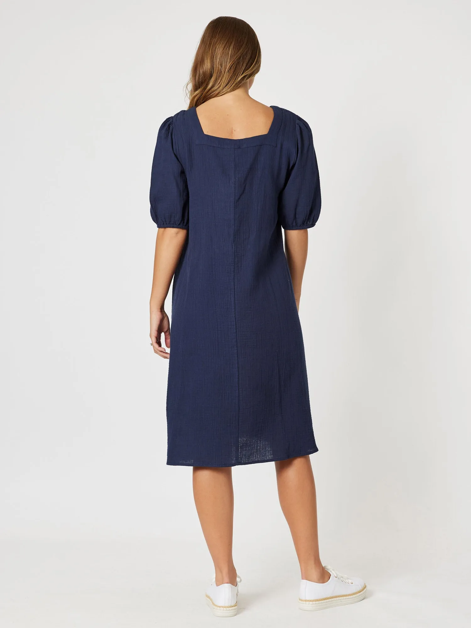 Square Neck Cotton Dress - Navy sold by RC & Co product image thumbnail 5