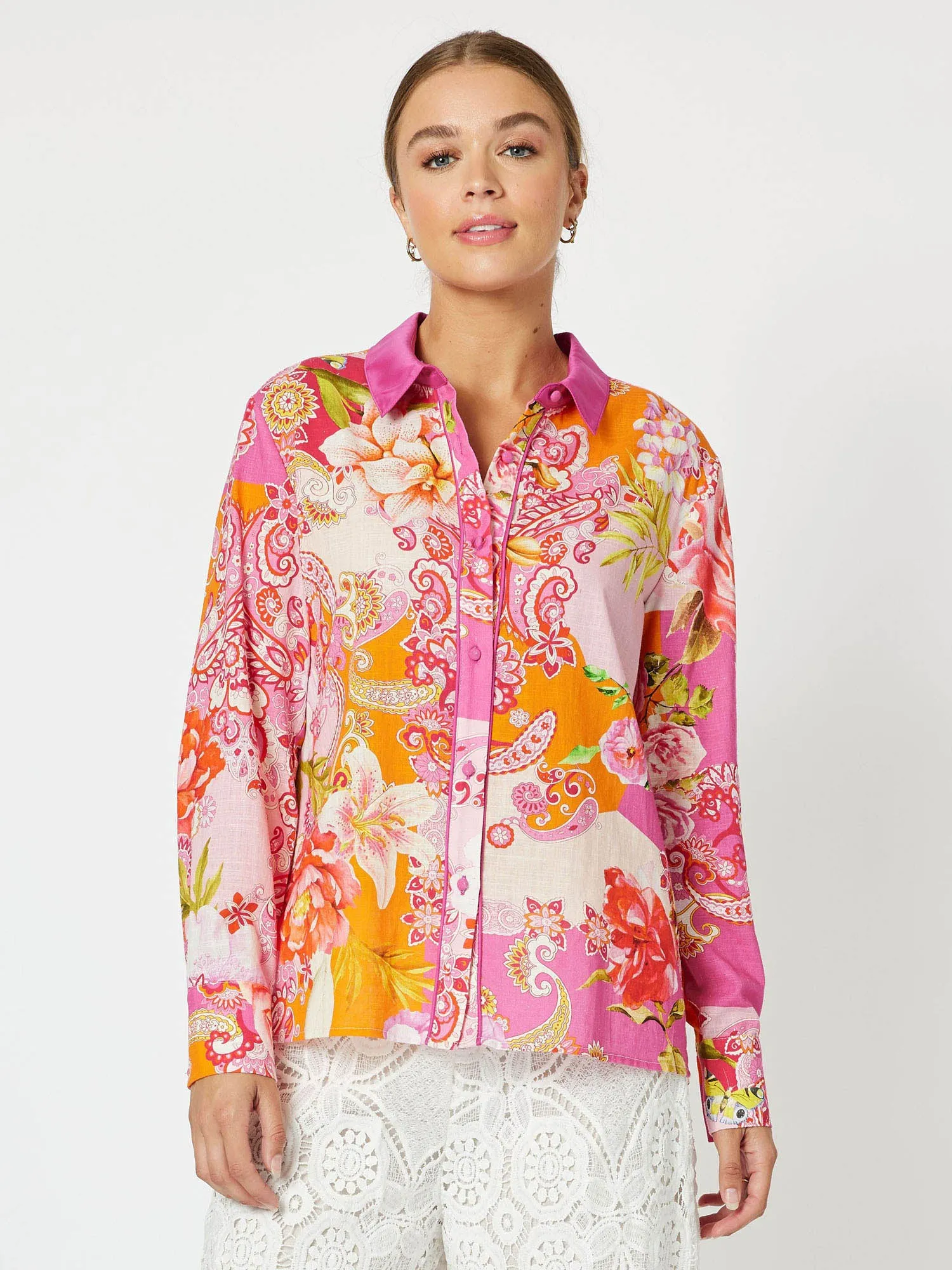 Florida Cotton Print Long Sleeve Shirt - Multi sold by RC & Co