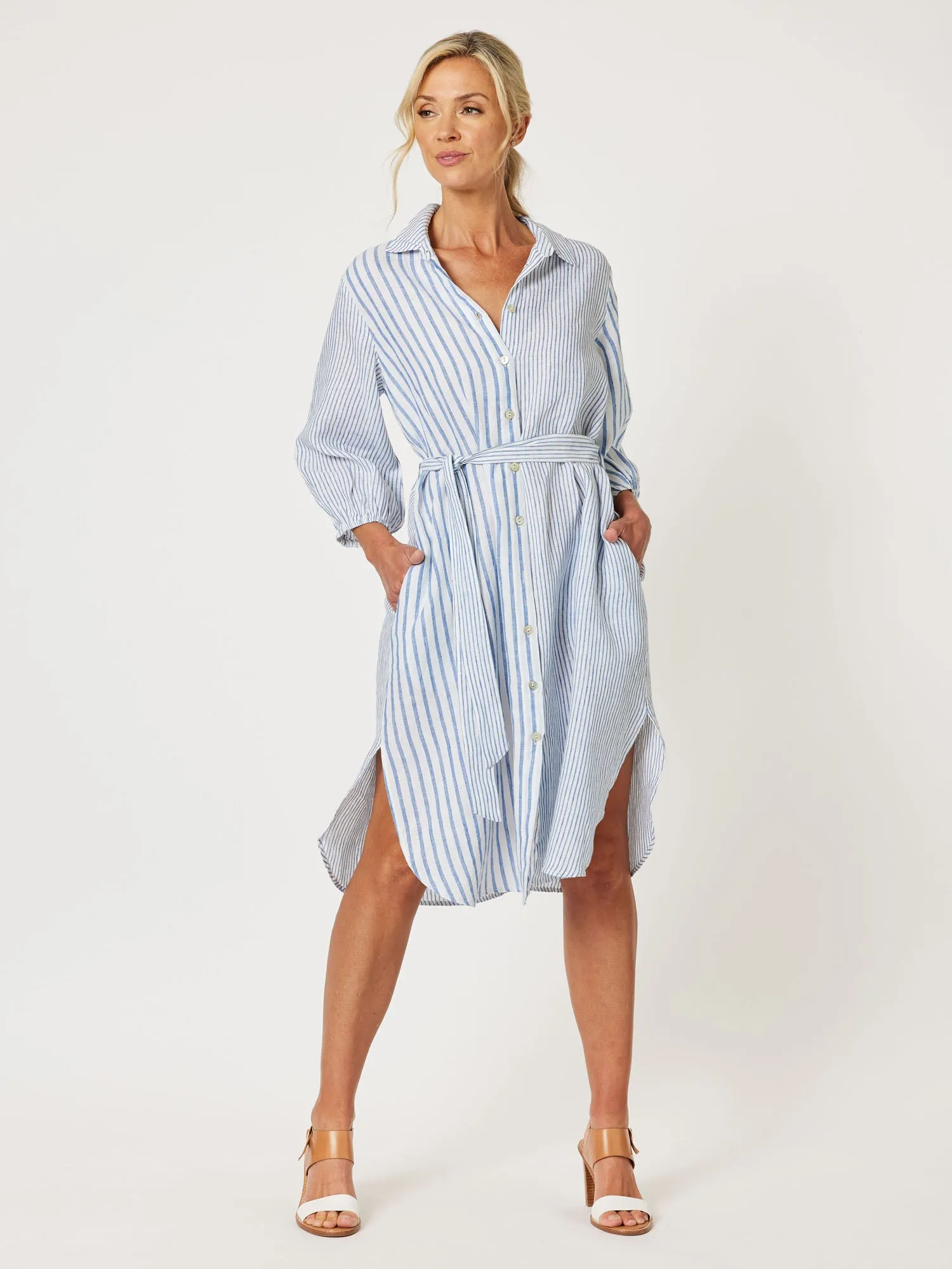 Mist Stripe Shirt Dress - Indigo sold by RC & Co
