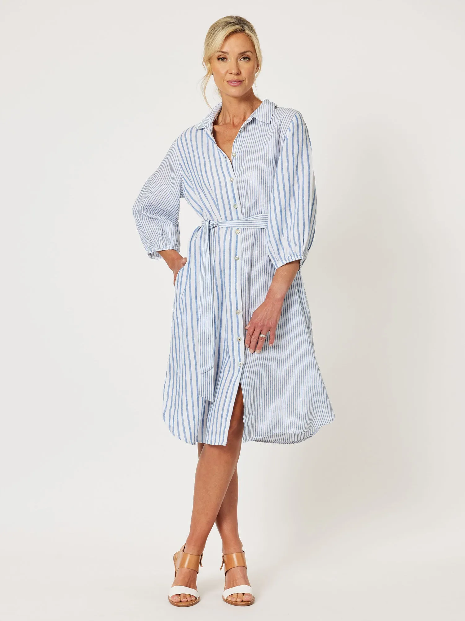 Mist Stripe Shirt Dress - Indigo sold by RC & Co product image thumbnail 2