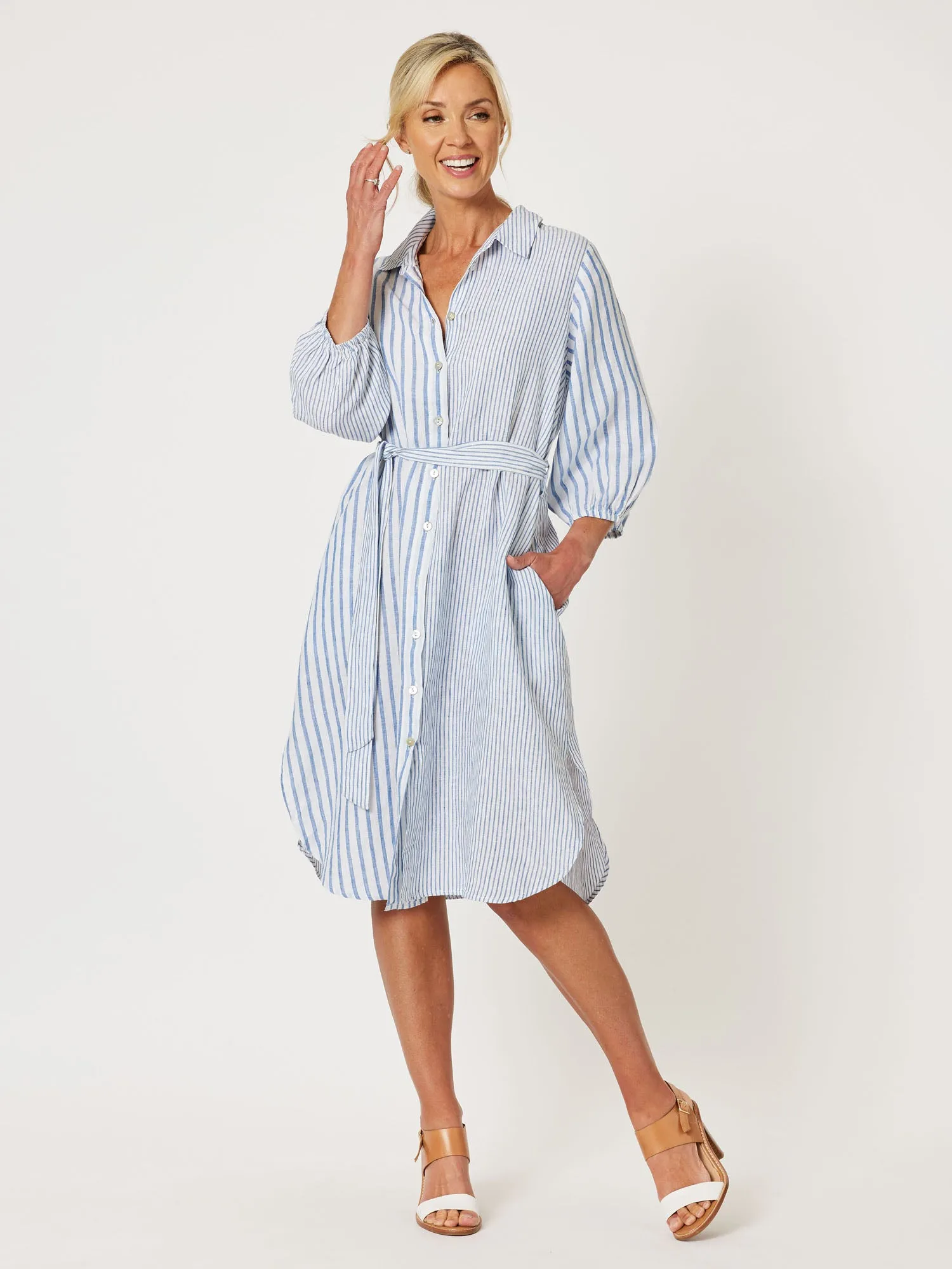 Mist Stripe Shirt Dress - Indigo sold by RC & Co product image thumbnail 5
