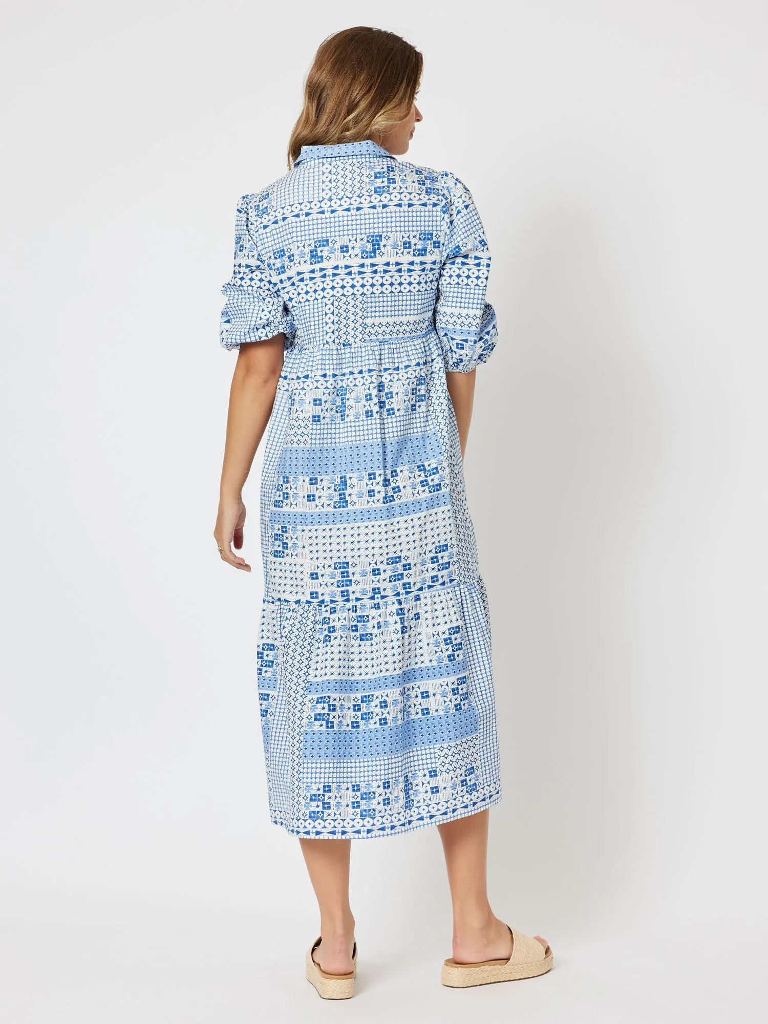 Mosaic Cotton Empire Waist Dress - Blue sold by RC & Co product image thumbnail 4
