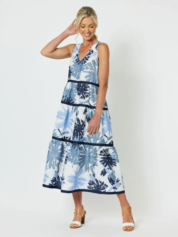Haven Linen Tiered Dress - Indigo sold by RC & Co