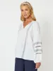 Trellis Linen Long Sleeve Round Neck Top - White sold by RC & Co