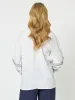 Trellis Linen Long Sleeve Round Neck Top - White sold by RC & Co