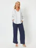 Trellis Linen Long Sleeve Round Neck Top - White sold by RC & Co