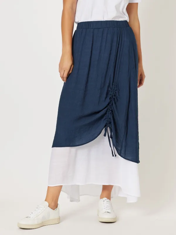 Oia Layered Pull On Skirt - Navy/White sold by RC & Co