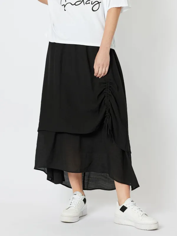 Oia Layered Pull On Midi Skirt - Black sold by RC & Co