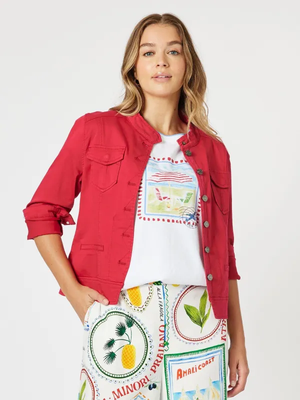 Maggie Denim Jacket - Red sold by RC & Co