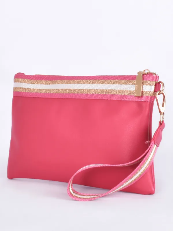 Leila Stripe Pouch - Hot Pink sold by RC & Co
