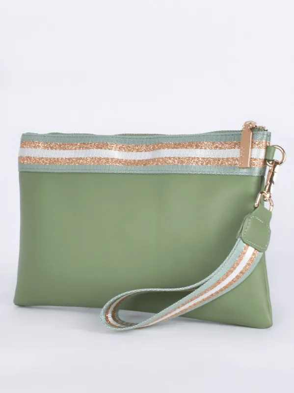 Leila Stripe Pouch - Green sold by RC & Co
