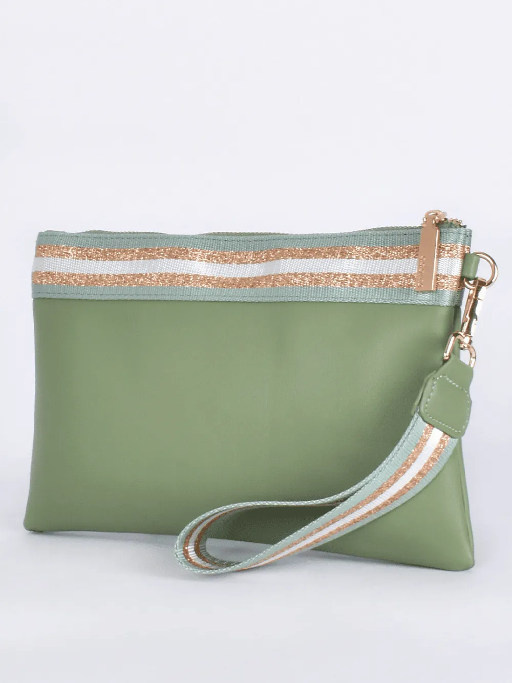 Leila Stripe Pouch - Green sold by RC & Co