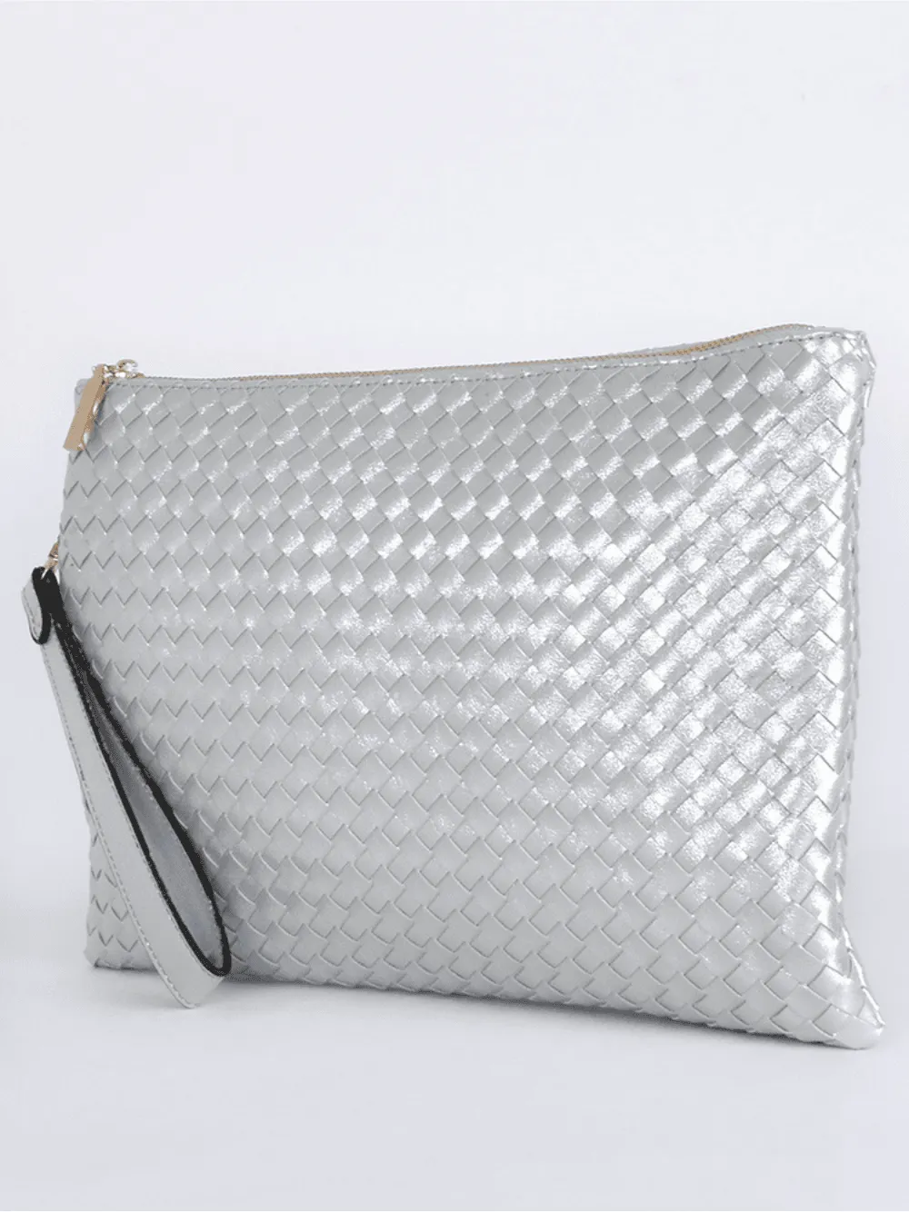 Sloane Large Plait Clutch - Silver sold by RC & Co