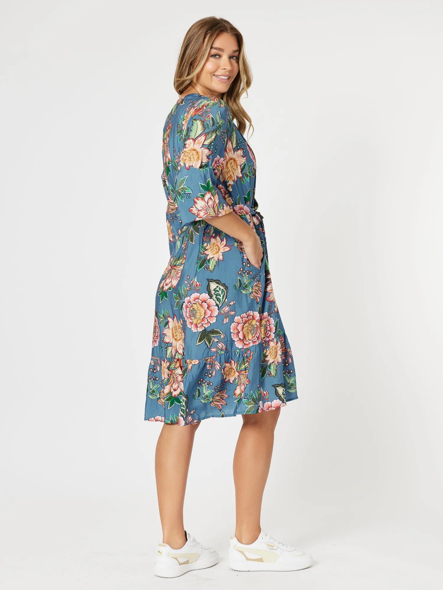 Vintage Rose Floral Print Button Dress - Multi sold by RC & Co product image thumbnail 4