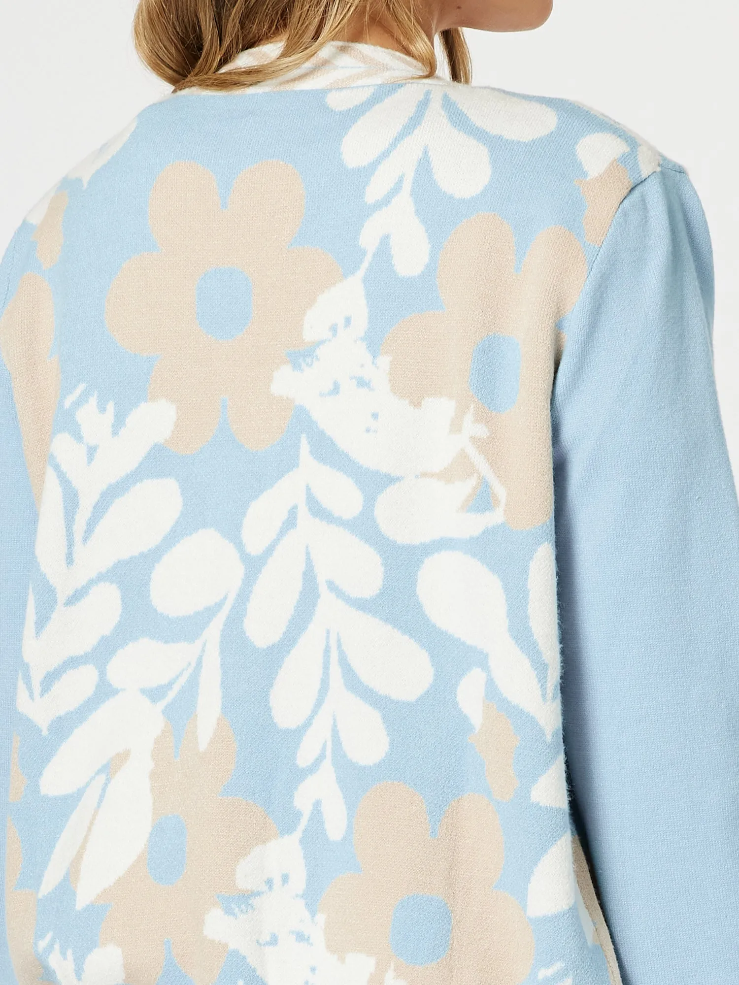 Pasadena Floral Print Knit Cardigan - Blue/Natural sold by RC & Co product image thumbnail 3