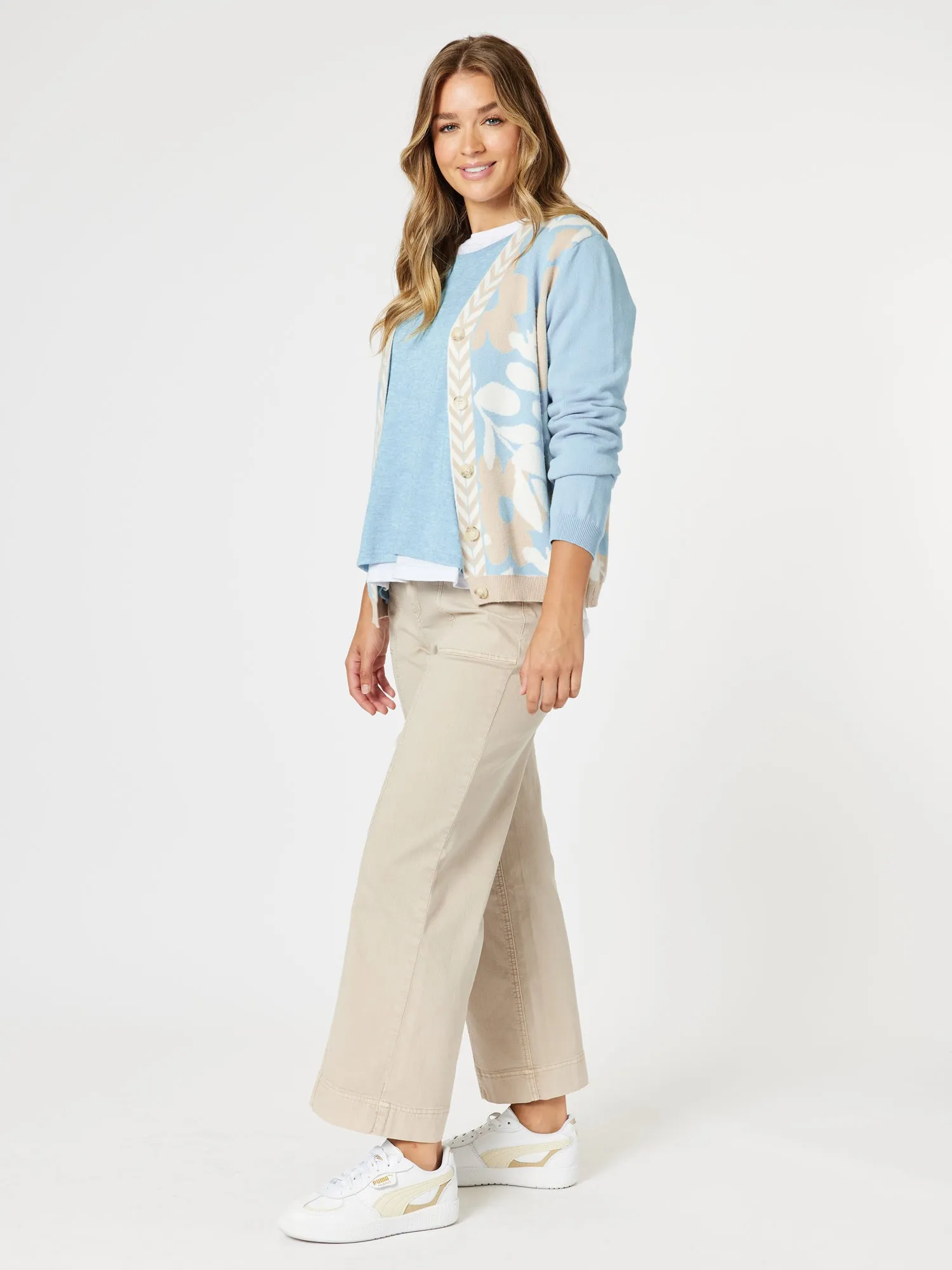 Pasadena Floral Print Knit Cardigan - Blue/Natural sold by RC & Co product image thumbnail 4