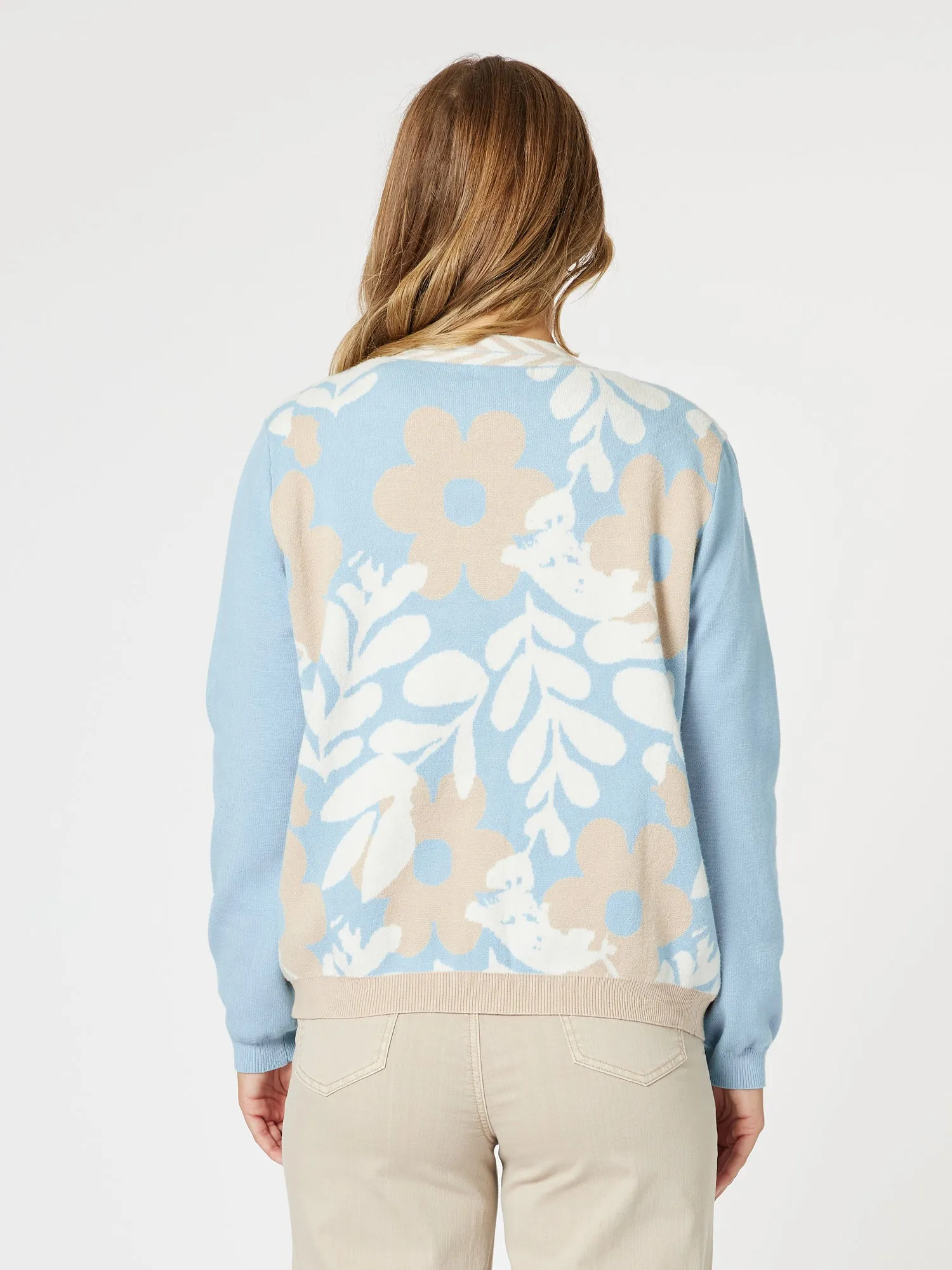 Pasadena Floral Print Knit Cardigan - Blue/Natural sold by RC & Co product image thumbnail 5