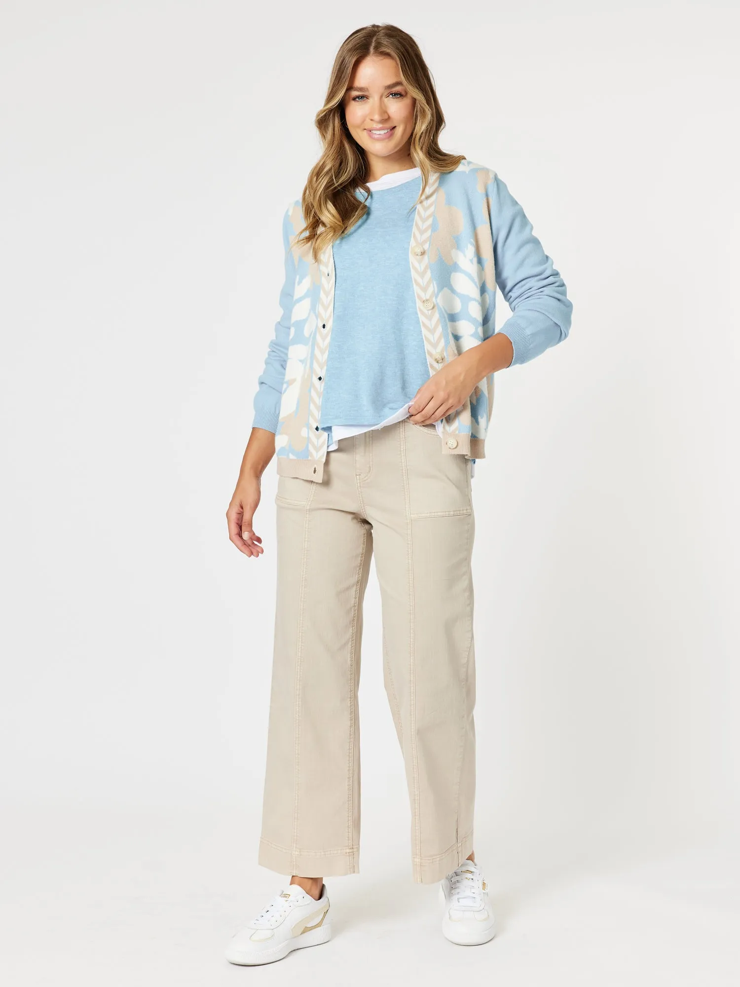 Pasadena Floral Print Knit Cardigan - Blue/Natural sold by RC & Co product image thumbnail 2